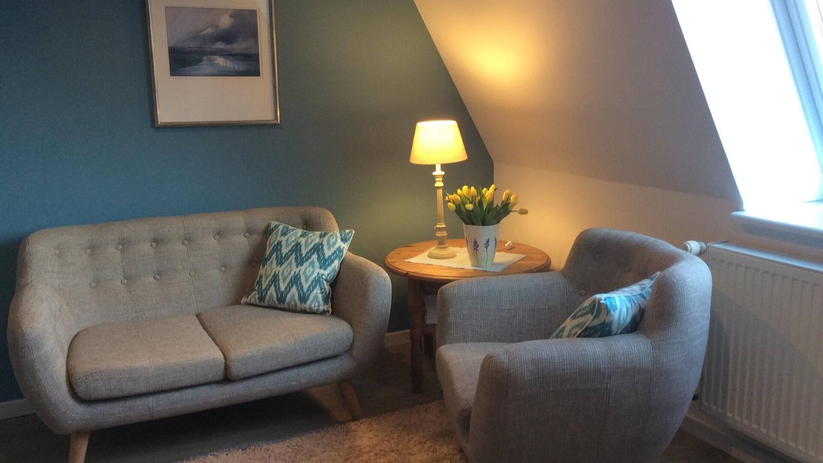 Wittduen Apartment | Cute one-room-apartment with sea view, balcony, close to the village with its sh