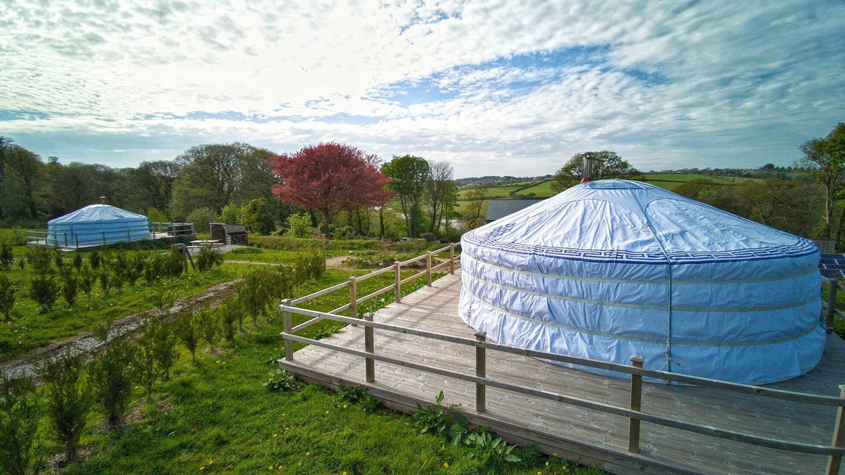 Newquay Cabin | Damaris - A spacious Mongolian-inspired Yurt in stunning eco-friendly estate near Newquay