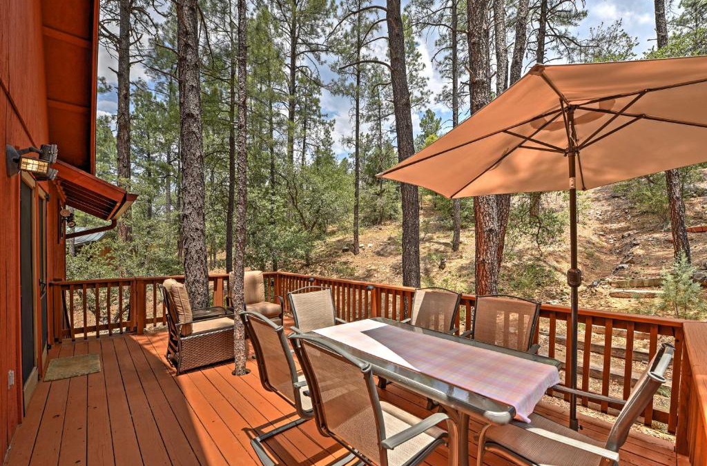 Ponderosa Park House | Deck and Forest Views Peaceful Prescott Cabin