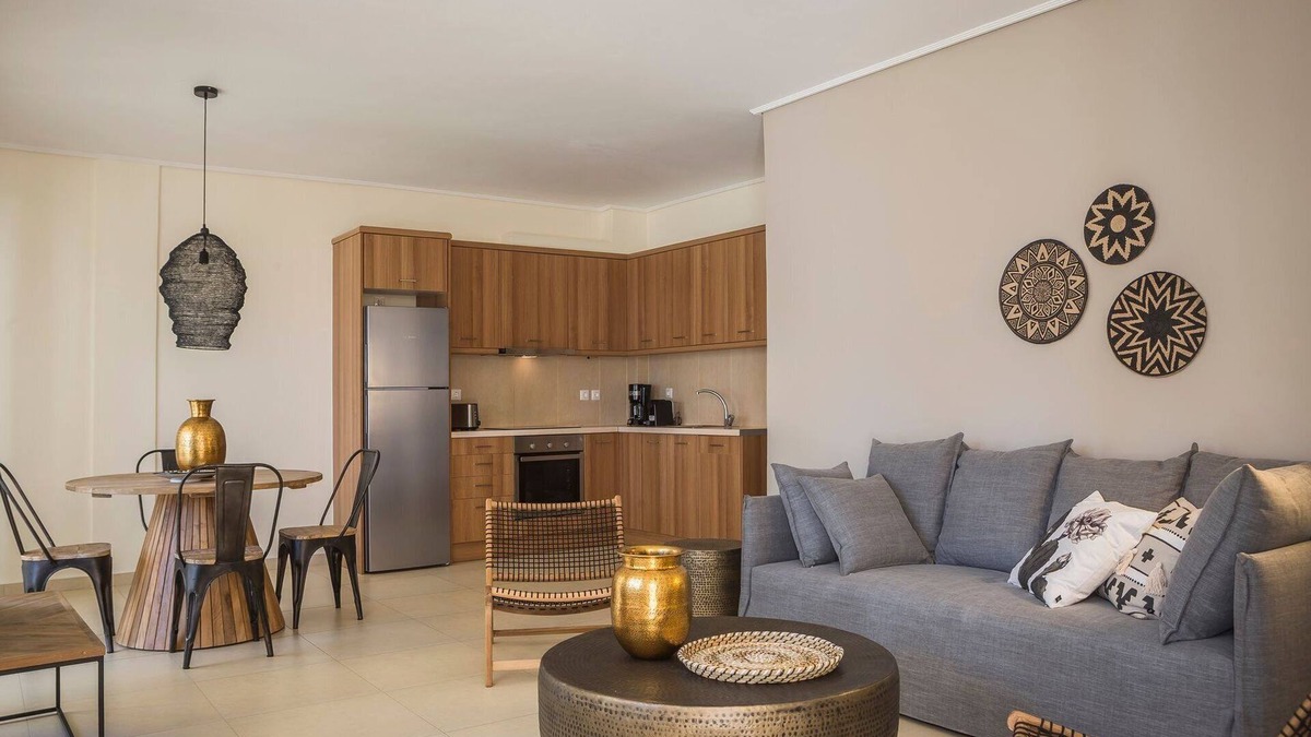 Karavomylos Villa | Deluxe Kefalonia Apartment | Apartment Crocus | 1 Bedroom | Shared Pool | Sea.