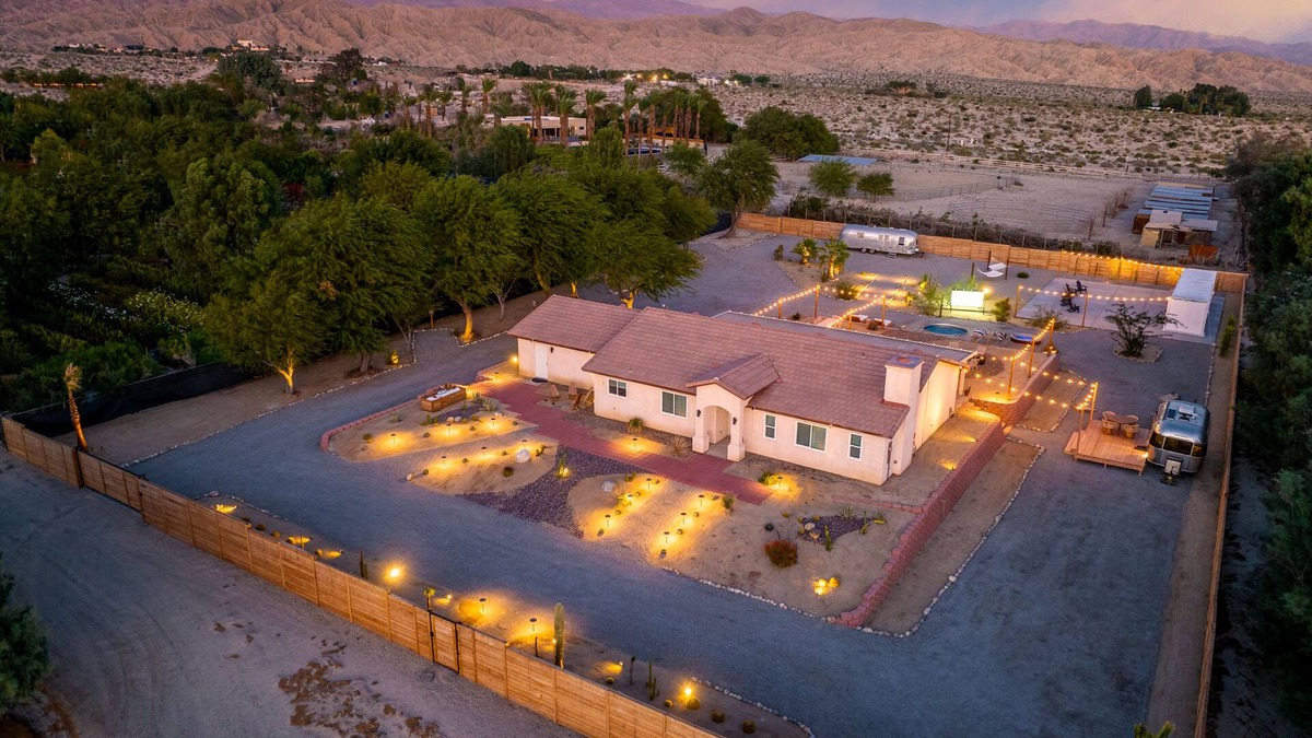 Thousand Palms House | Desert Moon: Fenced Private Acre with Cowboy Pool, Spa, Sauna and Hammocks