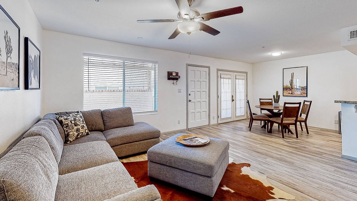 Fontana Condo | Dog-friendly 2-story condo with private patio, washer/dryer, central AC, kitchen