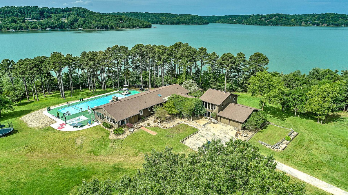 Garfield House | Dog-friendly home with lake views, washer/dryer, pool, basketball & fireplace
