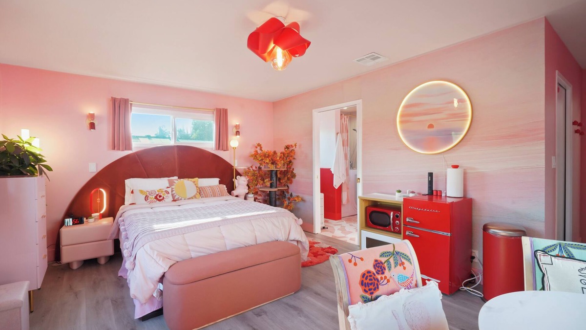 Warner Center Apartment | Dreamy Pink Glam Studio Enchanted Garden Access