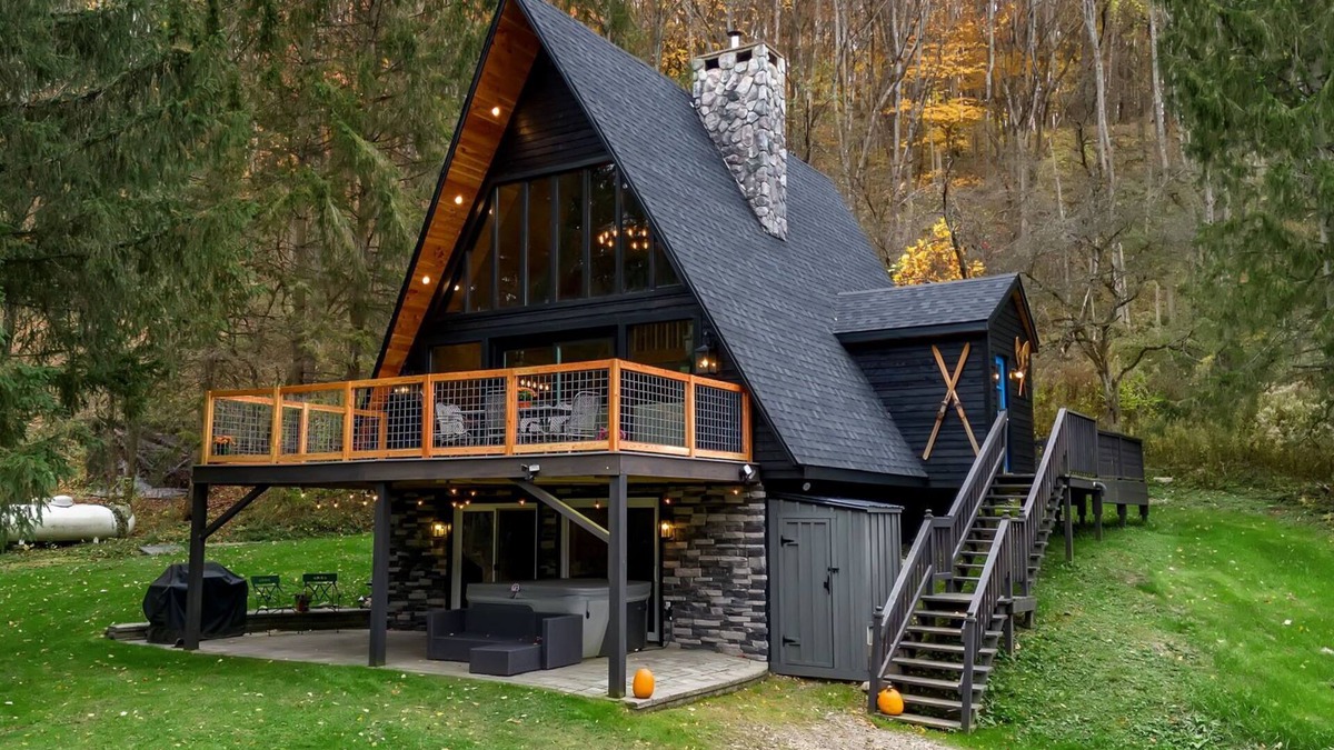 Little Valley Ski Chalet | Ellicottville Newly Remodeled A-Frame 4.7 Miles From the Village with a hot tub!