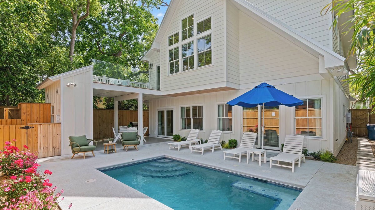 Demere Park House | Enchanted Hideaway, Stunning Home Steps Away from the Beach, Private Heated Pool!