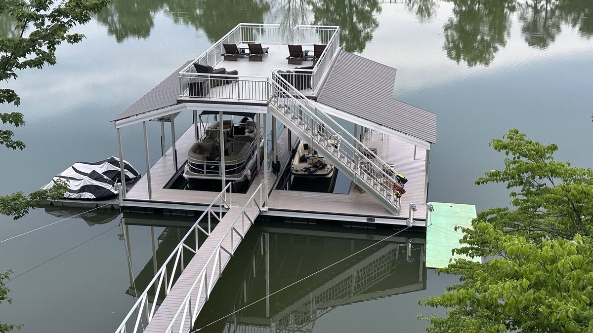 Blairsville House | Enjoy swimming and boating off our two story dock or relaxing in the hot tub.