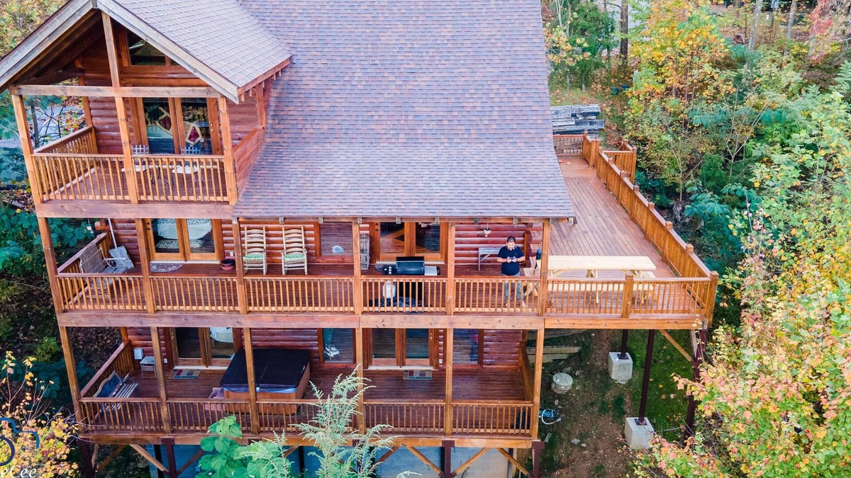 Gatlinburg - Pigeon Forge Cabin | Escape From Reality - Deluxe 7 person hot tub. Mother bear and 4 cubs visits.