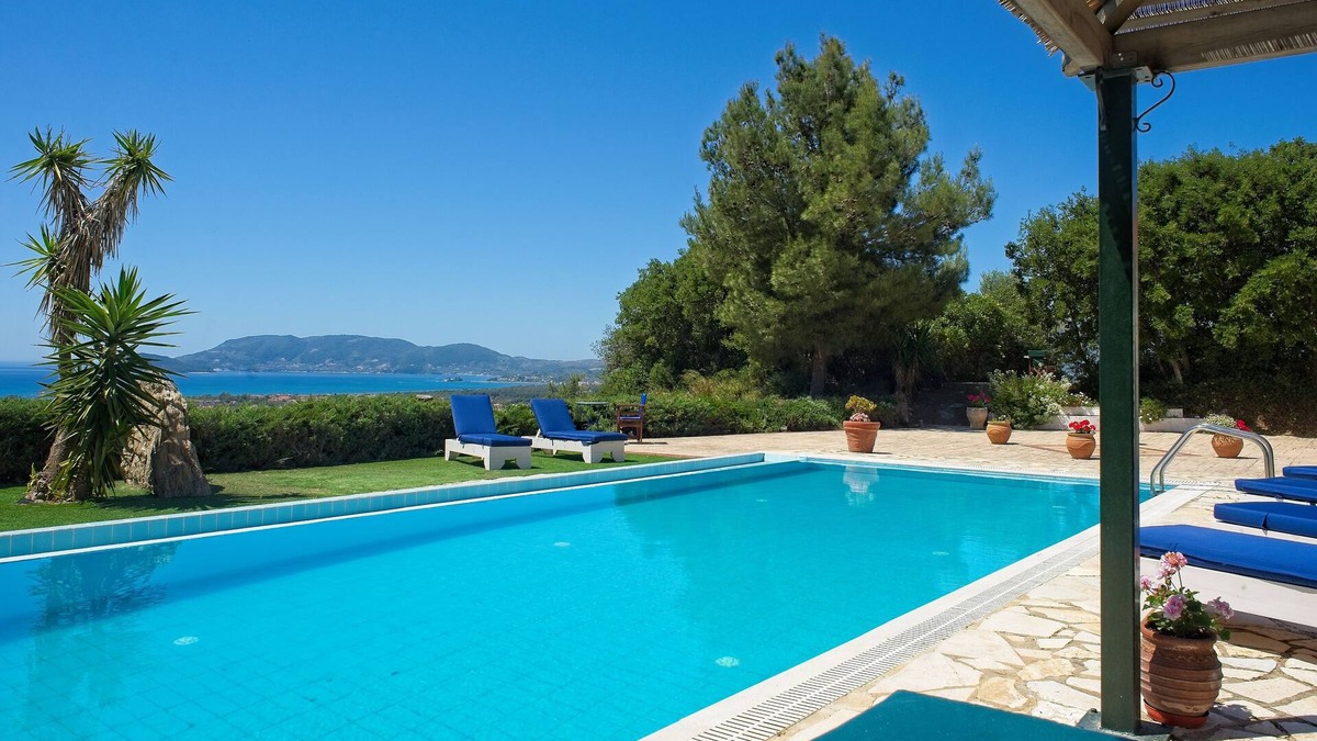 Argassi Villa | Exceptional villa with panoramic sea views. Secluded & convenient Large pool