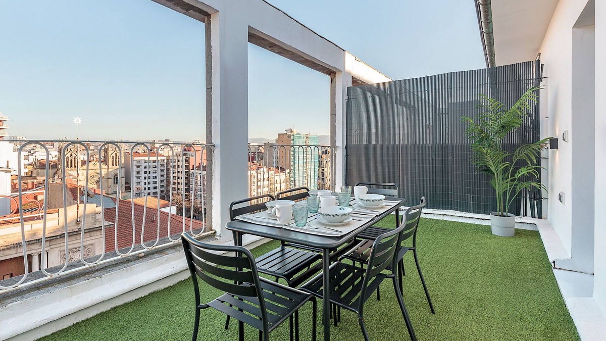 Gijon City Centre Apartment | Exclusive Penthouse near Jovellanos Theatre. Jovellanos Terrace