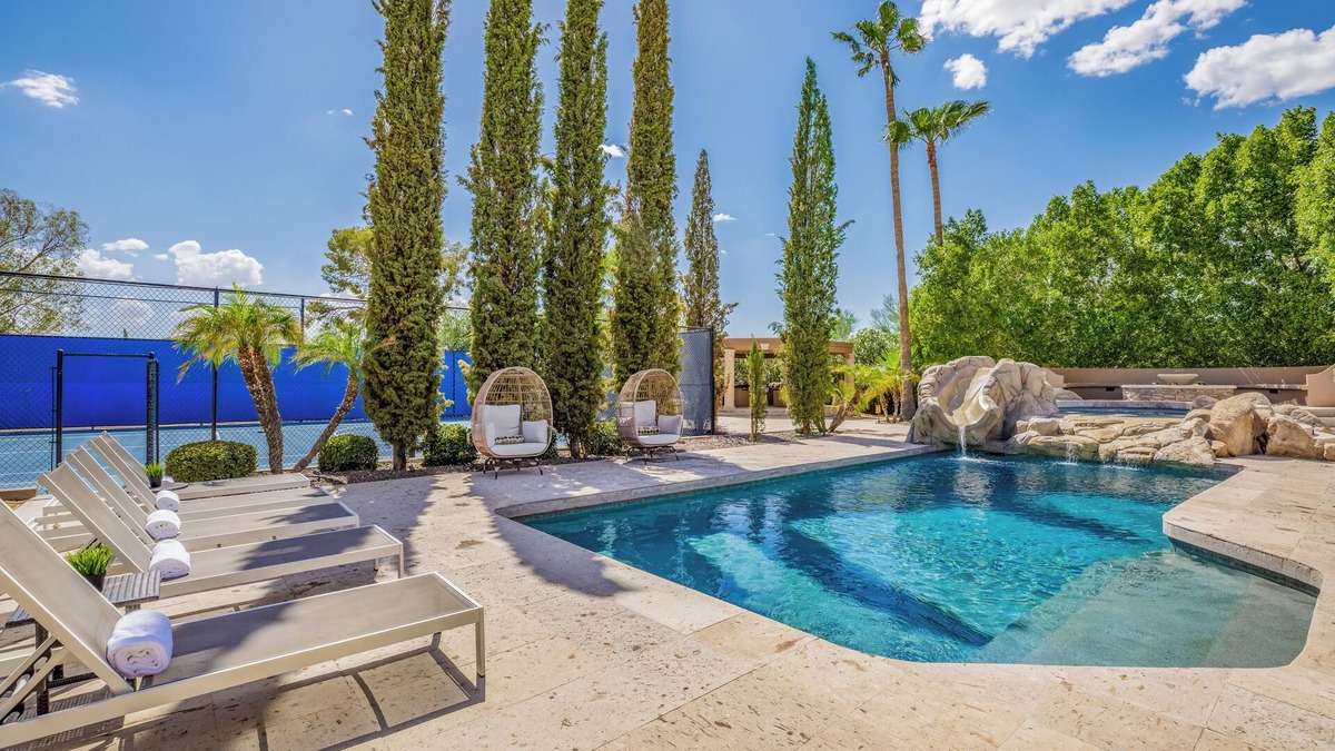 Paradise Heights House | Experience luxury in Central Scottsdale with heated pool, sports court, & slide!