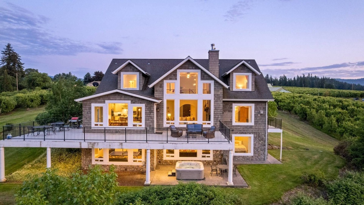 Hood River House | Extraordinary Private Country Chateau, Pet Friendly, Hot Tub, BBQ, Enormous Deck w/Mt. Adams Views