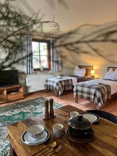 Tassdorf House | Ferienhaus Feldblick mit Kamin für 15 Personen