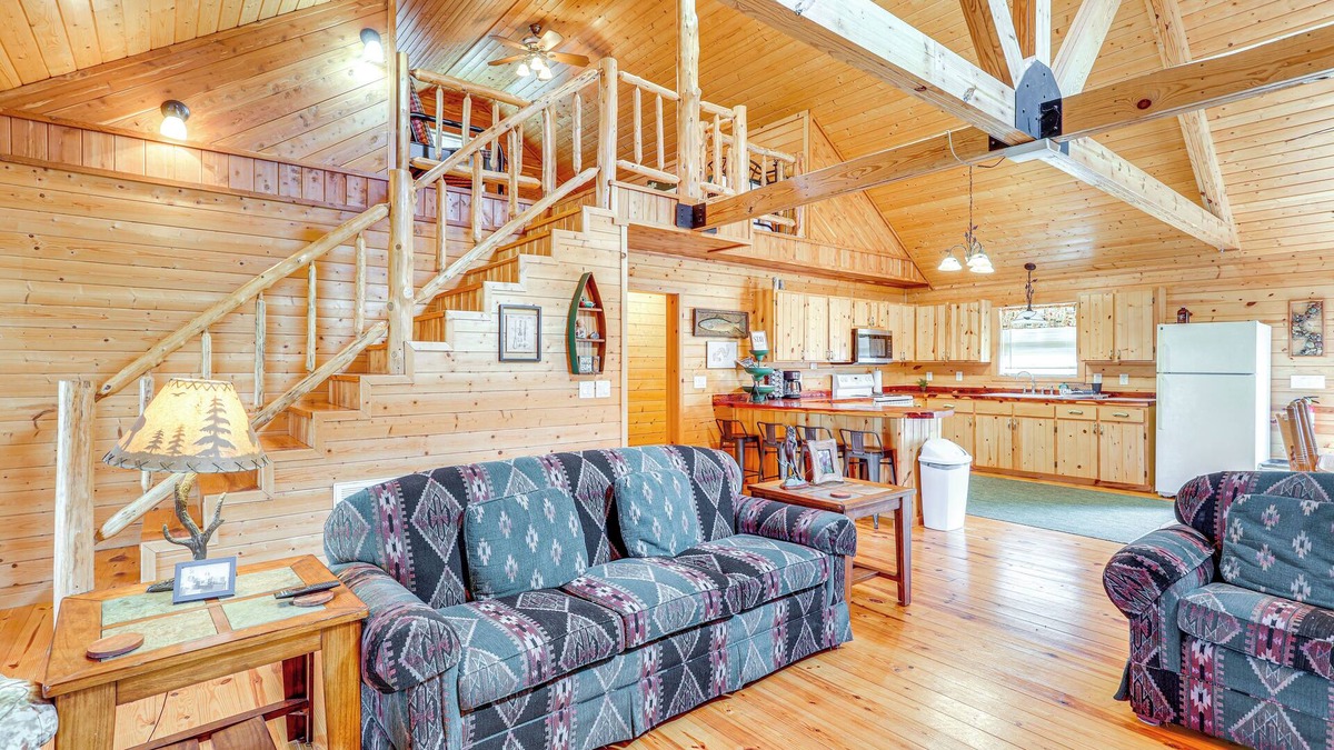 Boswell Cabin | Fire Pit, Screened Deck: Riverfront Ozarks Cabin!