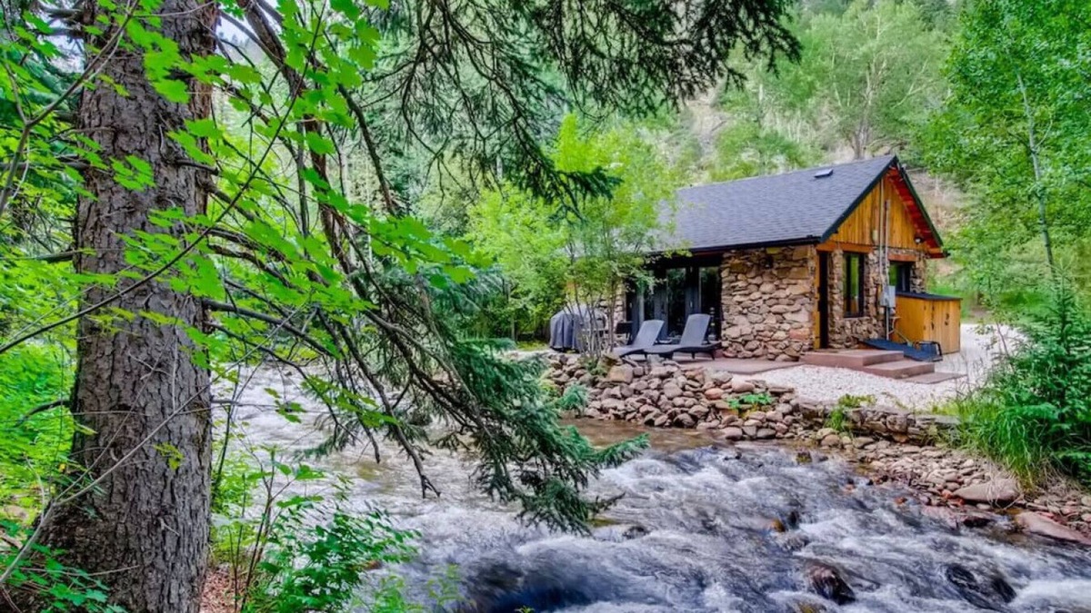 Idaho Springs Cabin | FLINT FUN & COZY Boho Mod Mountain CREEKSIDE CABIN