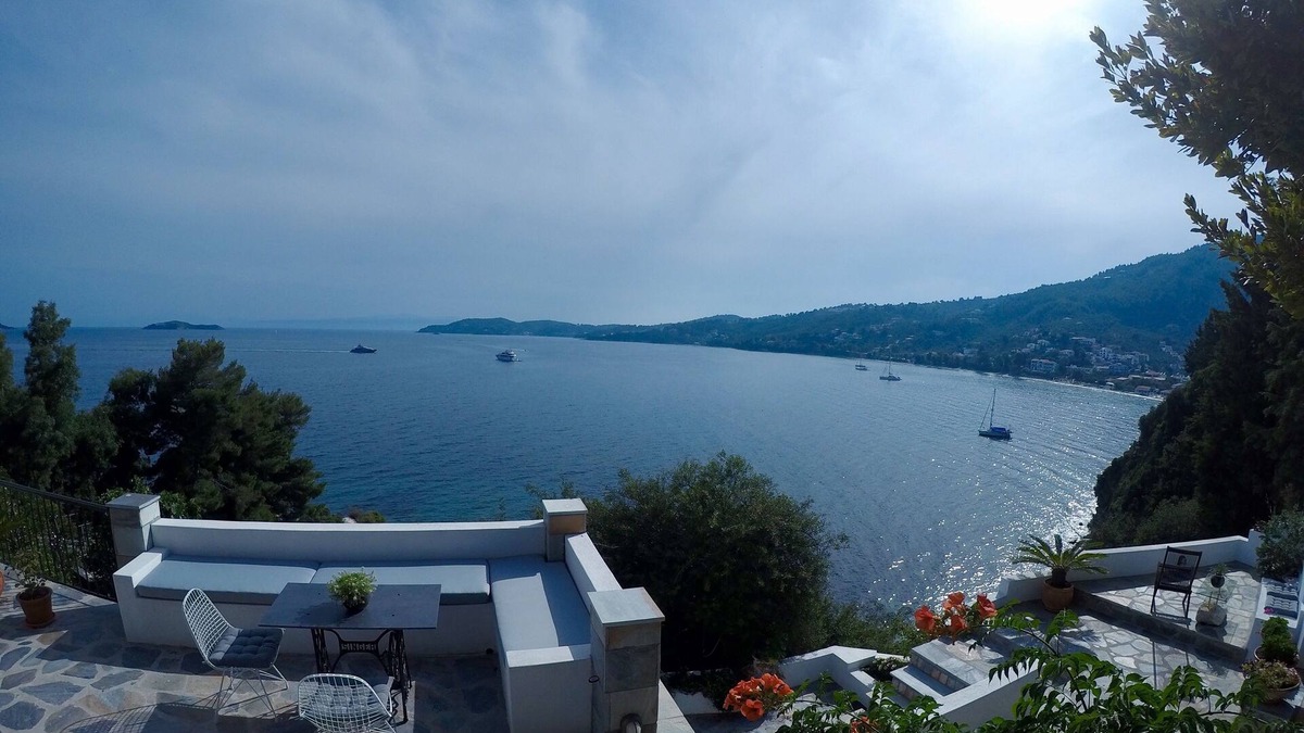 Skiathos Town House | Fully equipped seafront house with spectacular seaview & small beach right below
