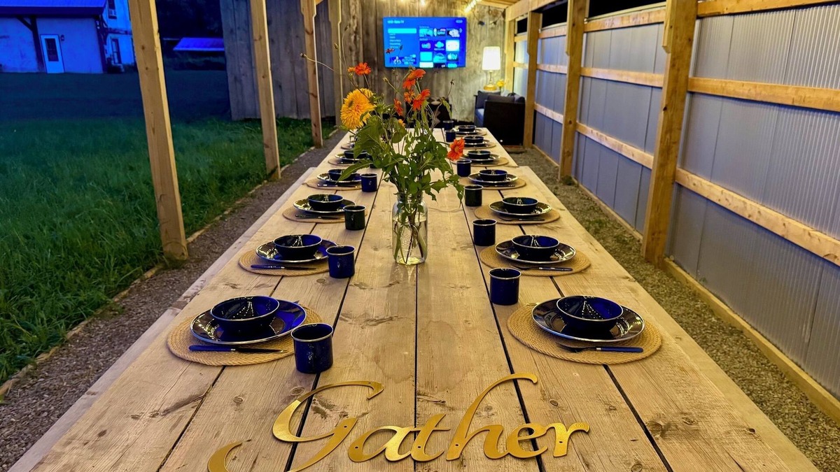 Hector Apartment | Gather at Hector Meadows Ranch: 4 curated spaces with fire pits, games and swimming pond!