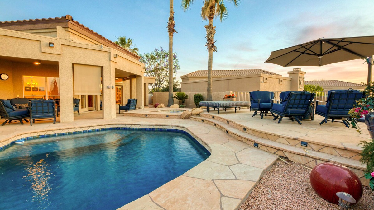 Red Mountain Ranch House | Golf Course Home with Private Pool & Spa, Backyard Putting Green, & Fast WiFi
