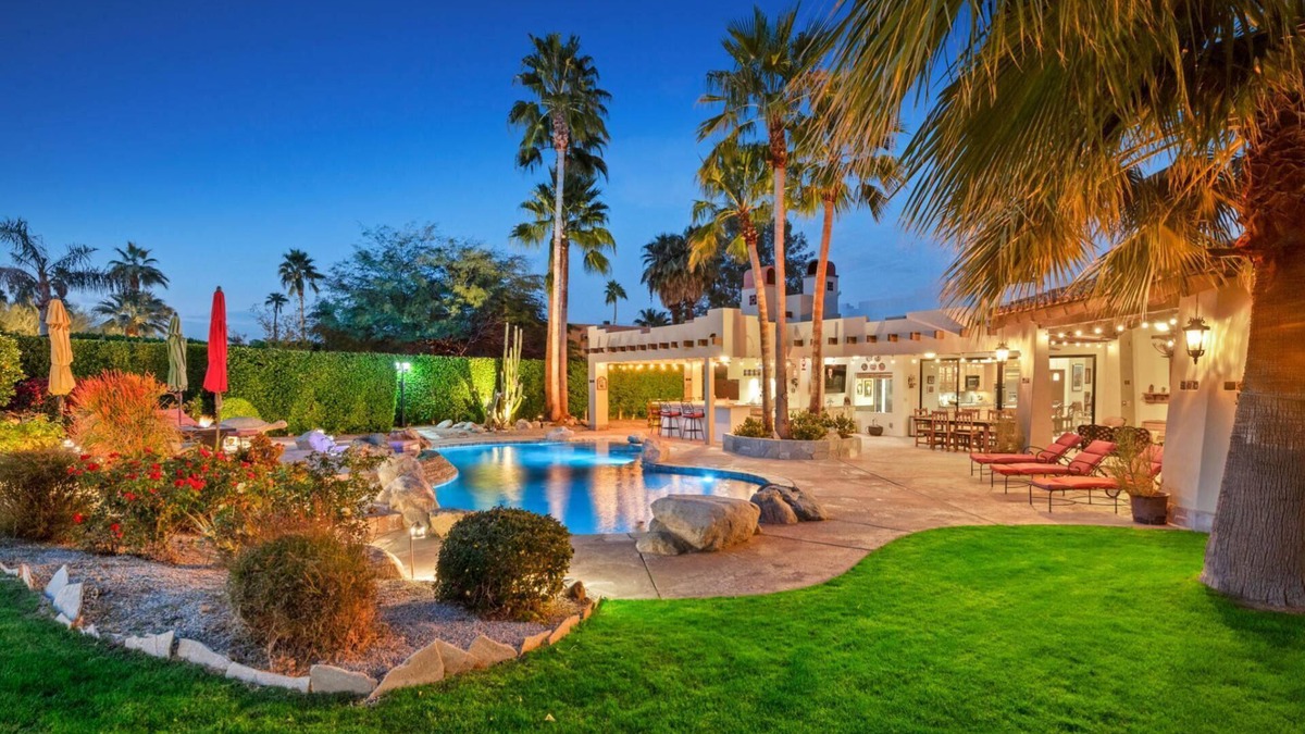 Magnesia Falls Cove House | Gorgeous Spanish Style Home in Rancho Mirage | Private Pool & Spa with Mountain Views