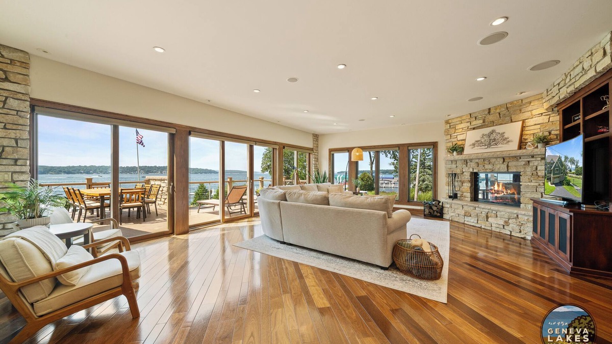 Lake Geneva House | Grand Luxe | Geneva Lakefront Escape | Private Pier | Tennis & Pickleball Court | Views
