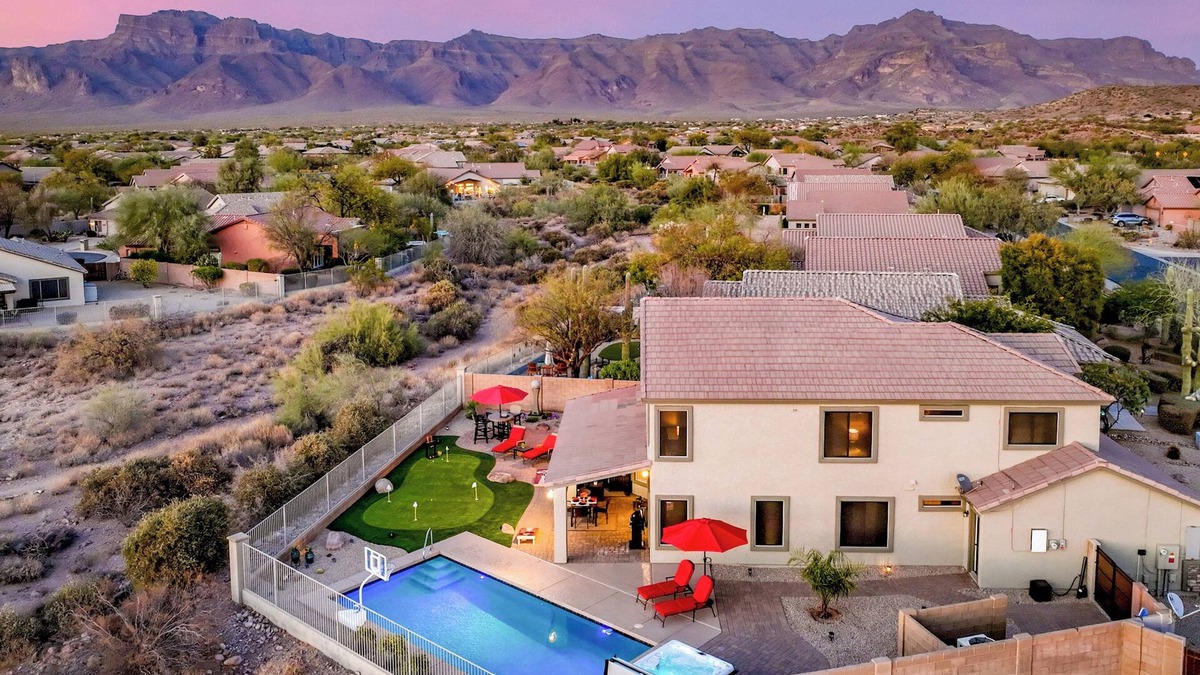 Superstition Foothills House | Grateful Getaway | Outdoor Oasis, Heated Pool, Putting Green, Incredible Views