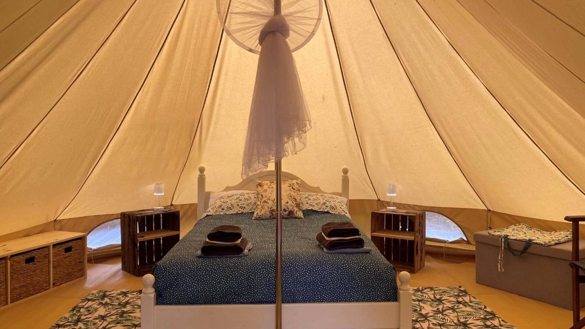 Moncrabeau RV Rental | Hazel Belle Tent @Finders Keepers France. Adults only retreat. 13 acres and lake