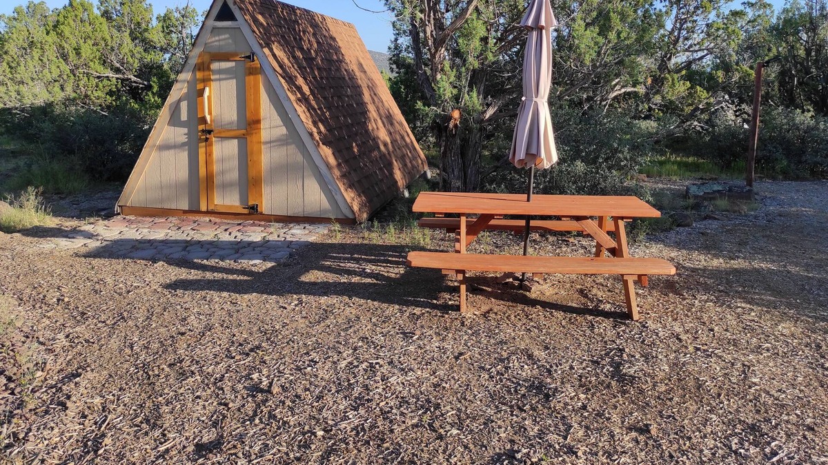 Seligman Cabin | Hidden A-frame cabin in nature on 40 acre private land.