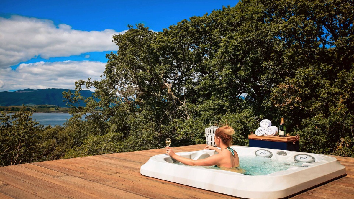 Benderloch Cabin | Hilltop Lodges with Hot Tub overlooking Loch Creran and Lismore.