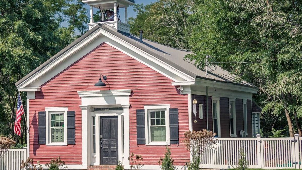 Cranesville House | Historic Schoolhouse w/Hot Tub, Fireplace & King Bed