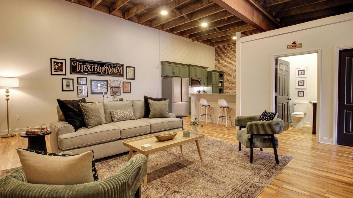 Hartselle Apartment | Historic Strand Theater Loft - Luxury Downtown Hartselle Retreat!