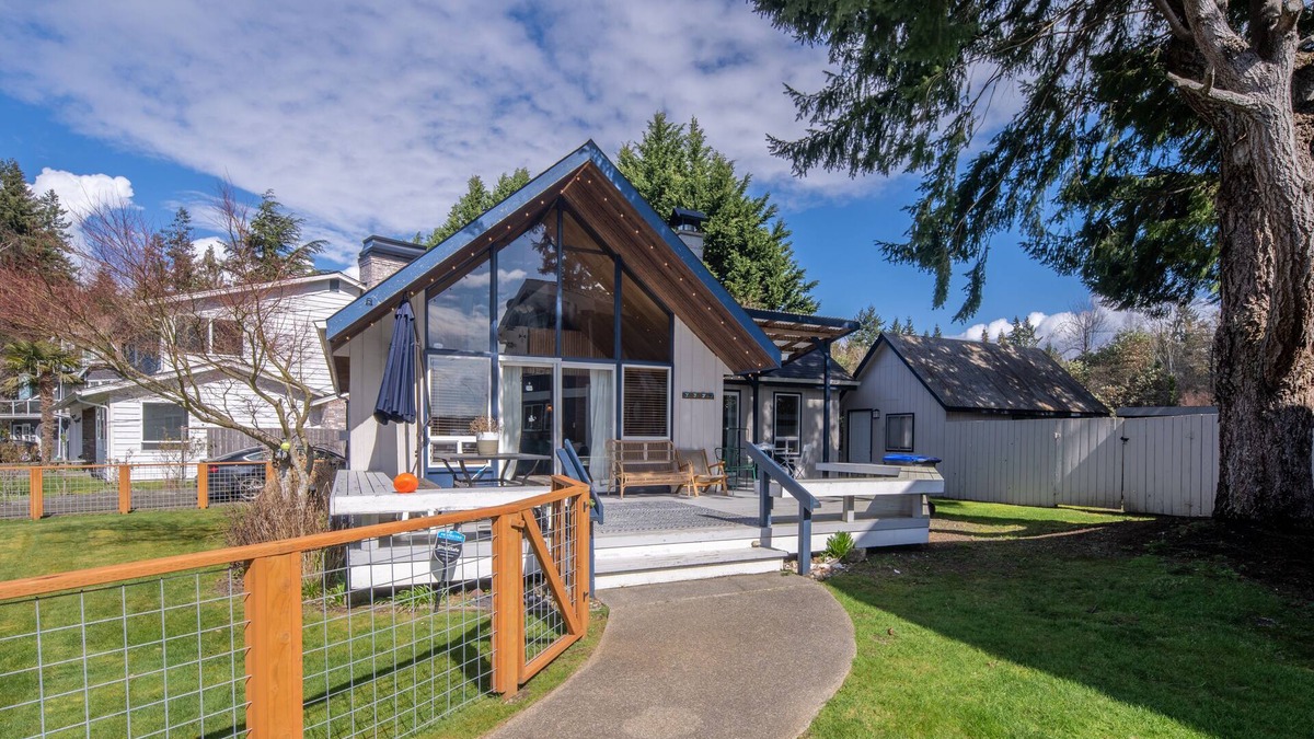 Belfair Cabin | Hood canal view dog friendly A frame cabin with beach, fire pit, fast internet