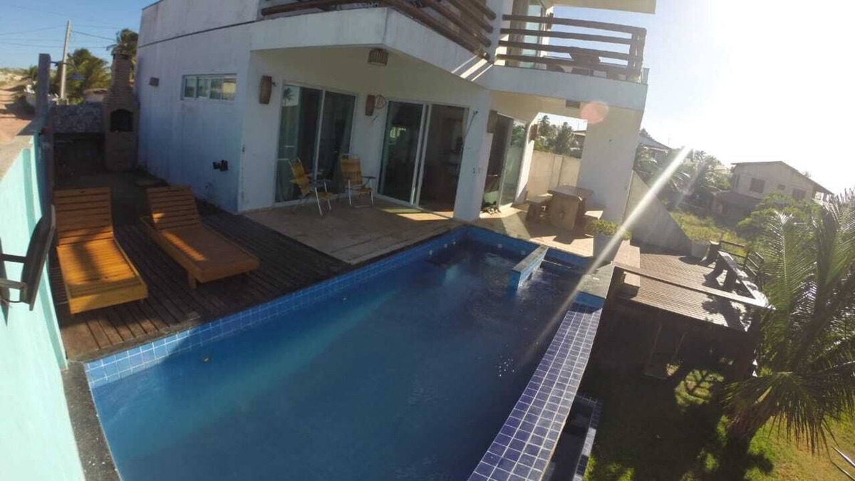 Flecheiras House | House 3 suites, Deck, Barbecue, Swimming Pool, Jacuzzi and Sea View 200m from the beach