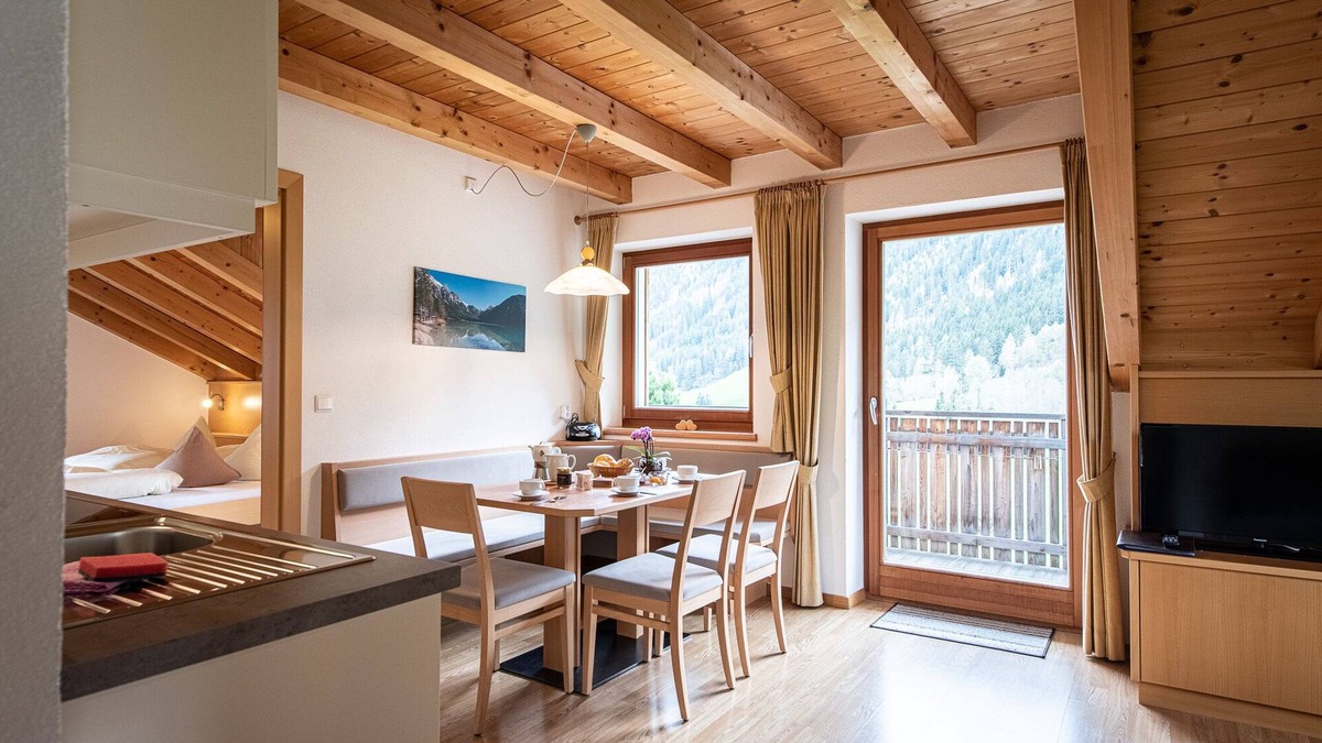 Rasun Anterselva Apartment | House Landheim Apart. Mountain view with separate bedroom and waterfall view!