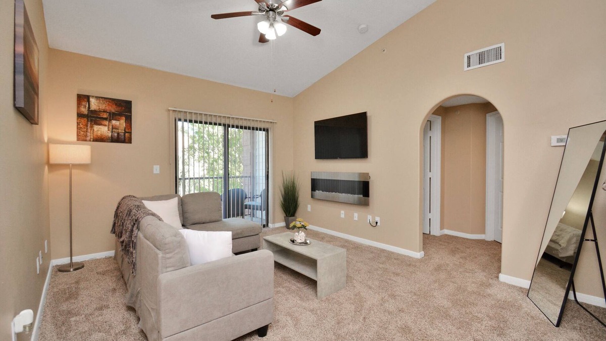 Astrodome Apartment | Houston Medical Center King Bed Suite w/Fireplace, Balcony, & Free Parking