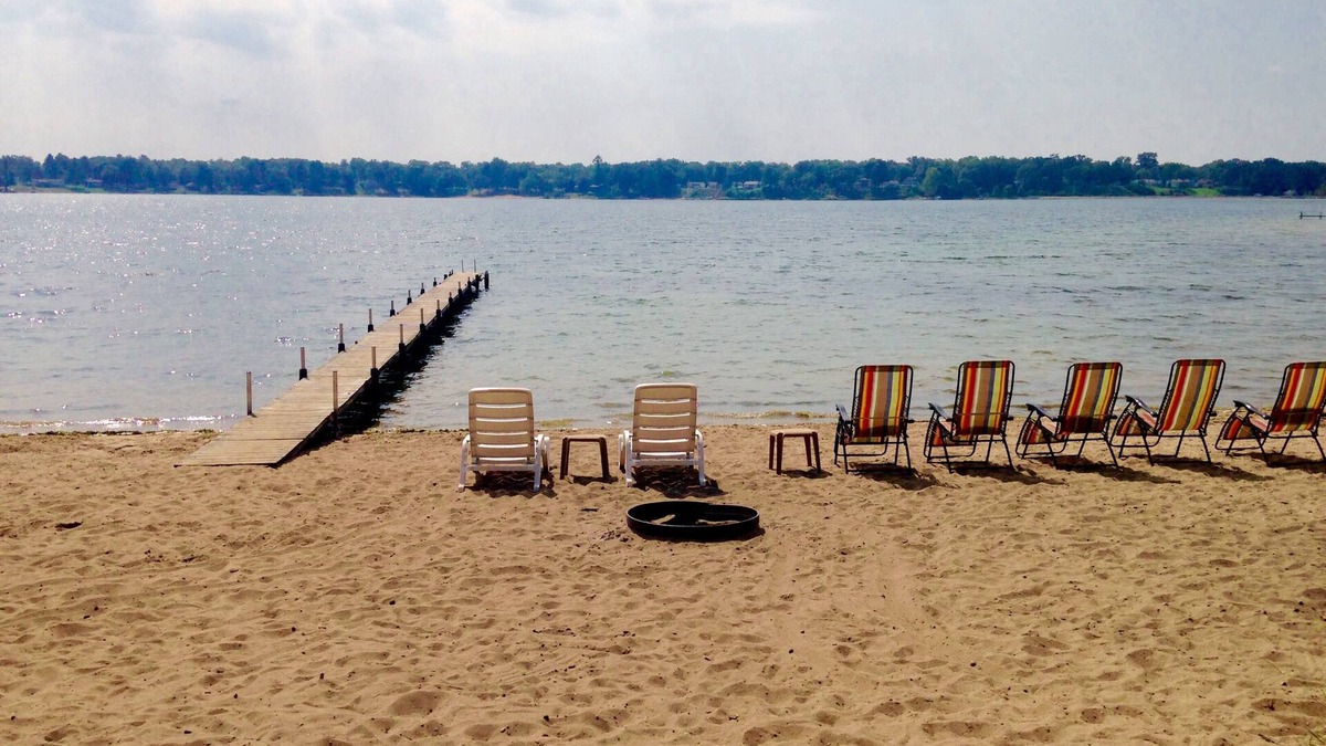 Wolf Lake House | Huge beach house! Kayaks, fire pit, game room! Gentle Sandy slope, Crystal clear
