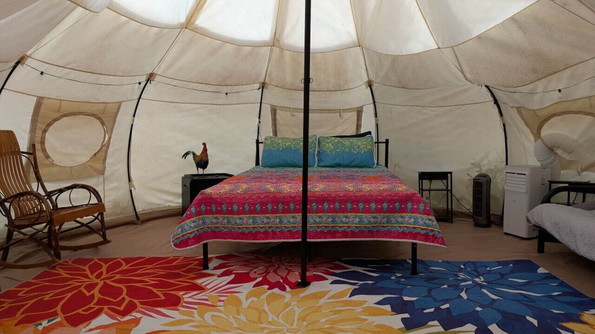Princeton RV Rental | Huge Heated Tent w/King Bed on 175 Acre Farm