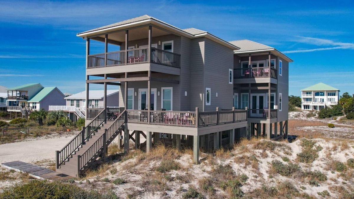 Fort Morgan House | Immaculate, Private Gulf Front 5 Bdrm/5+ Ba Private Beach Home with decks galore