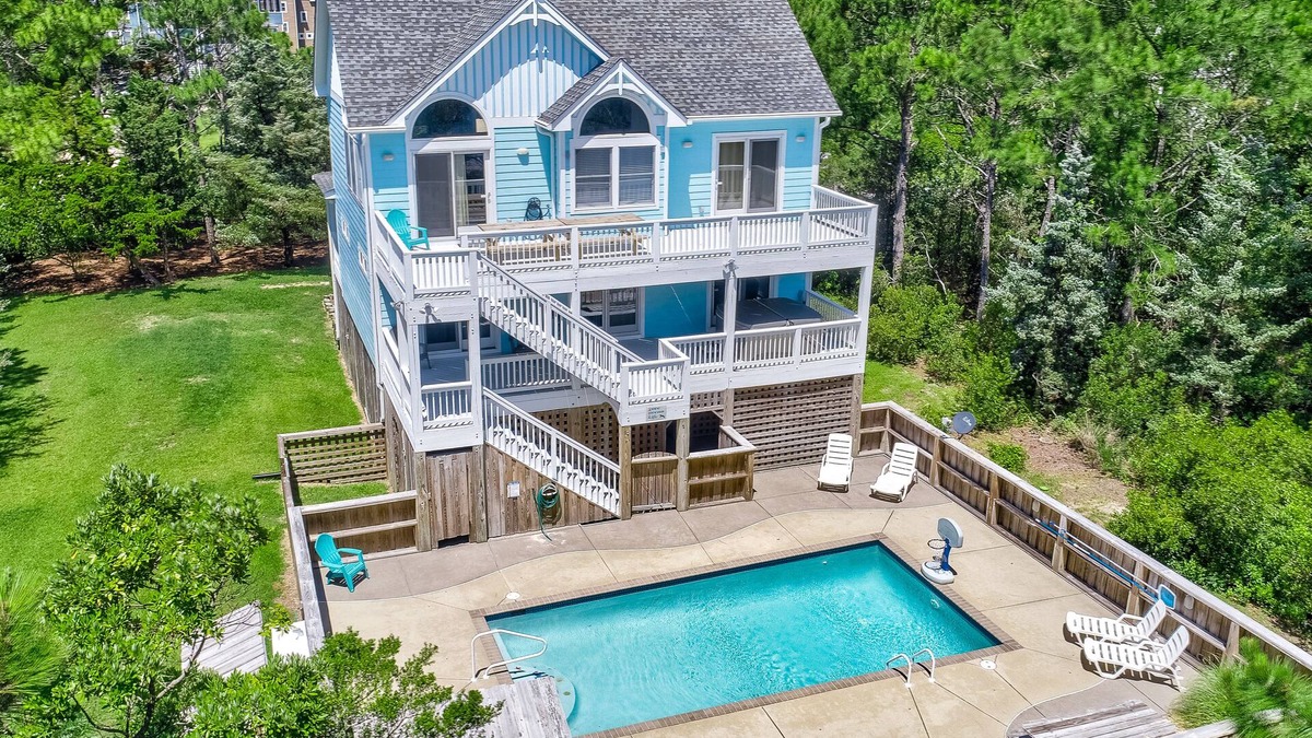 Wind Over Waves House | Incredible two-story home with private pool, hot tub, & game room
