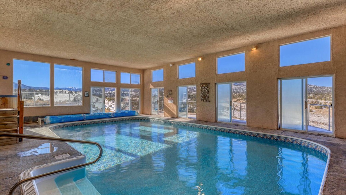 Del Norte House | Indoor heated pool, hot tub, sauna with mountain views, wildlife and solitude.