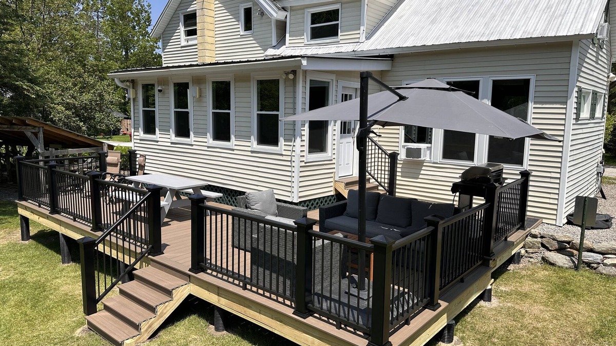 Montgomery Center House | Inviting riverfront home with hot tub on deck & fireplace, near skiing & golf