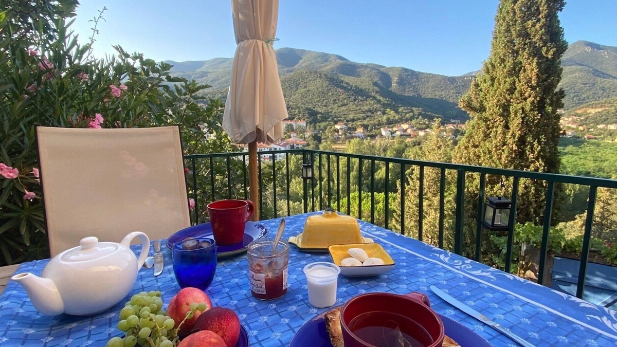Amelie-les-Bains-Palalda House | it's a blue house, clinging to the hillside in the charming village of Palalda