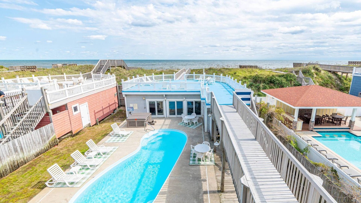 Kill Devil Hills House | K1299 BLUE CRUSH. Oceanfront, Ocean Views, Private Pool, Elevator, Pets OK!