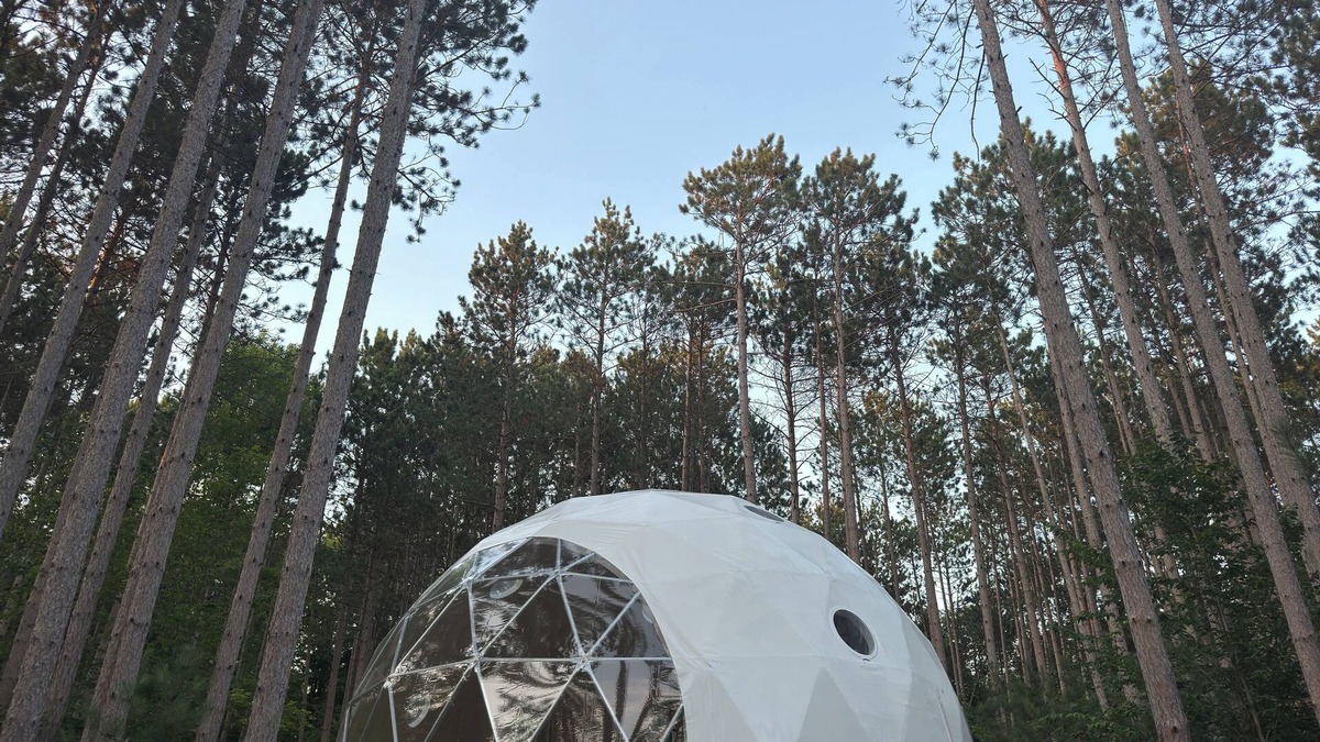 Benzonia Cabin | Löyly Luxury Dome, Hot Tub, Sauna, Plunge, King, Queen, Kitchen, Sleeps 4, N. MI