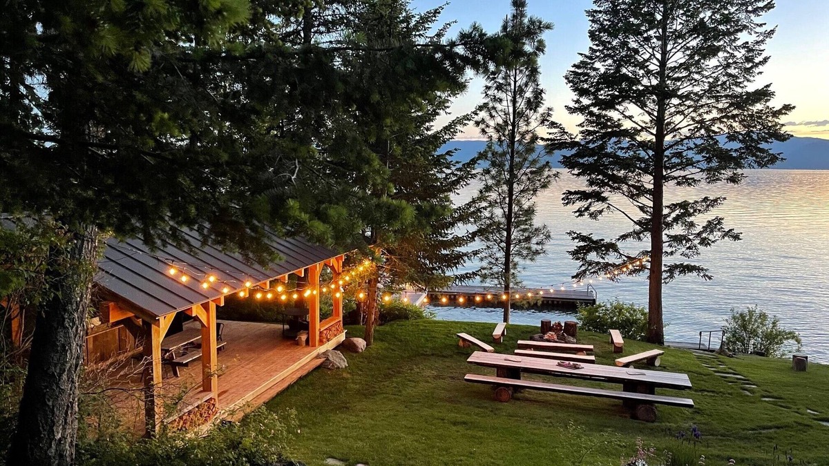 Woods Bay Cabin | Lake Houses at Camp Milson - Flathead Lake 7 BD Retreat w Private Lake Access