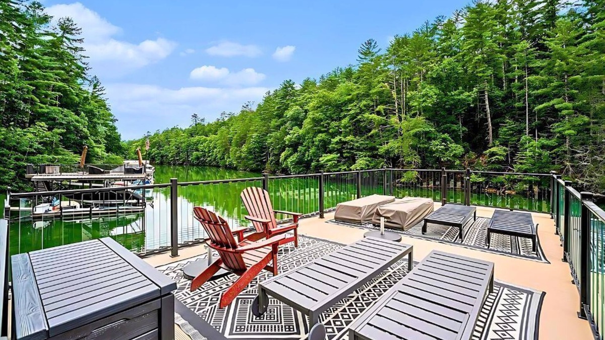 Morganton House | Lake Lodge Cabin Sleeps 8: Fireplace, Views, Deck