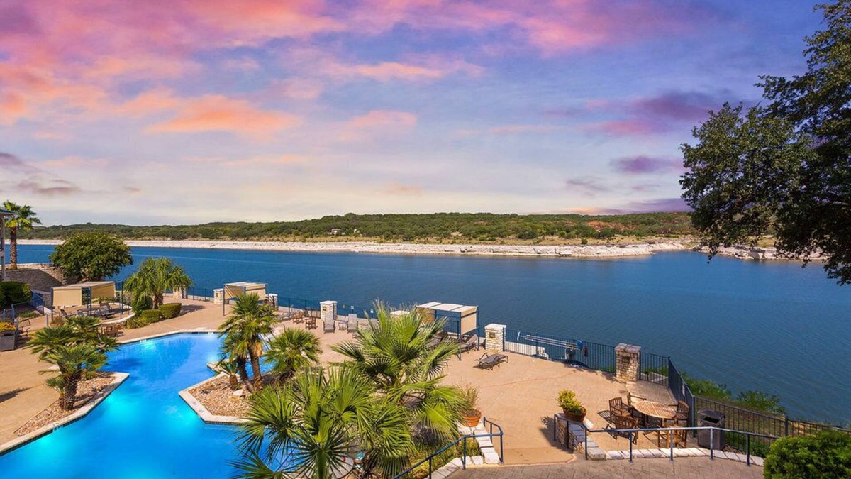 Highland Lake Estates Condo | Lake Travis Stunning Sunset Waterfront Views, Pool, w/Boat Ramp. Pet Friendly