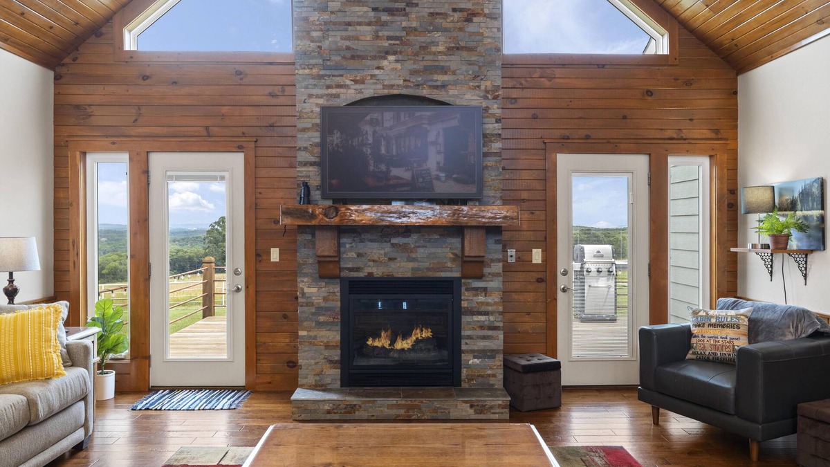 Shell Knob House | Lake view house with expansive views, fireplace, walk in showers, Ember mugs.