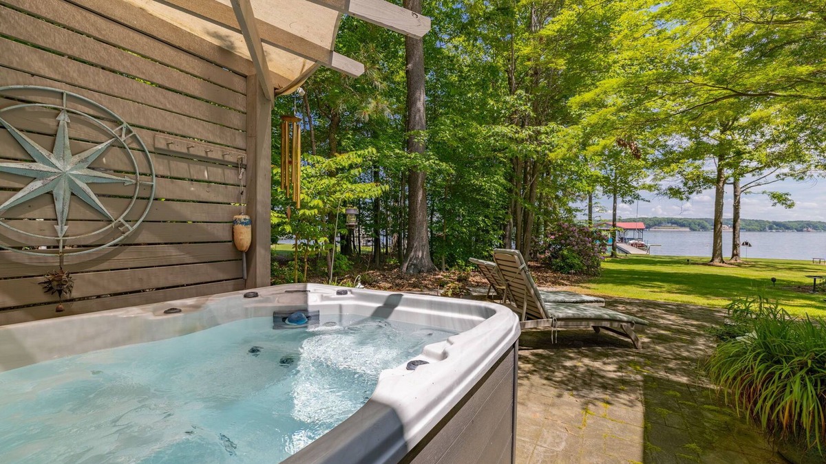 Old Bridge Point House | Lakefront, Hot Tub, Dock, Pool Table, Pet Friendly