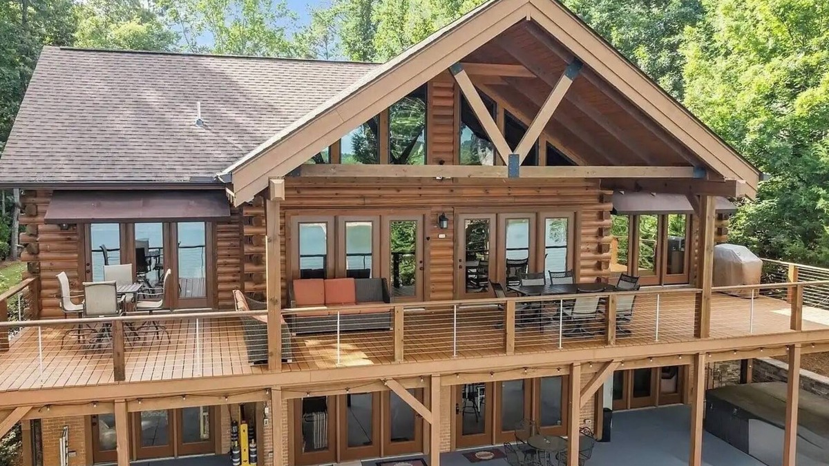 Dixie - Berryhill Cabin | Lakefront Luxury Log Cabin - Hot Tub, Pickleball Court, Fire Pits, 2-Story Dock!