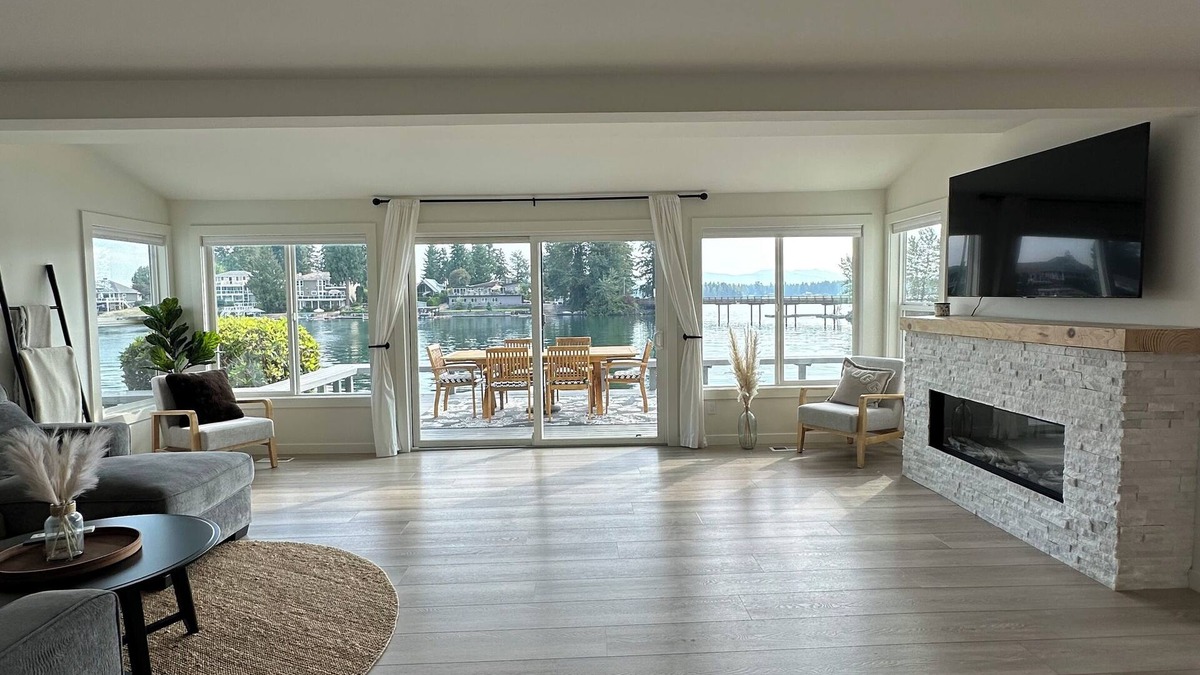Bonney Lake House | Lakefront Retreat with Private Dock's, Stunning views, Fireplaces and hot tub!